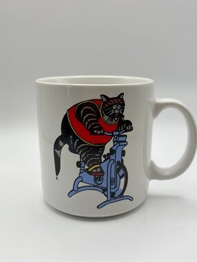 Vintage 1989 B Kliban Cat Exercise Mug Gift Creations Inc Retro Cartoon NIB